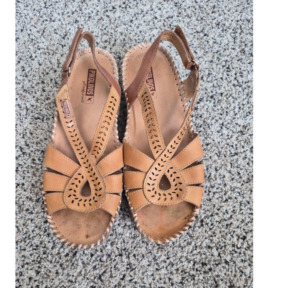 Pikolinos Womens Cadaques Sandals EU 39 Size 9 Brown Leather Strappy